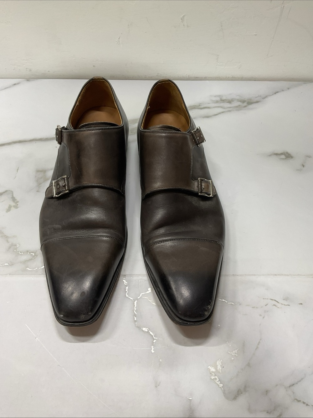 Magnanni Men's Double Monk Strap Loafers in Dark Brown